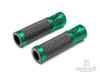 Oval Cut Green Anodized CNC Machined Aluminum / Rubber Hand Grips - 7/8" (22mm)