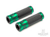 Oval Cut Green Anodized CNC Machined Aluminum / Rubber Hand Grips - 7/8" (22mm)