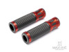 Oval Cut Dark Orange Anodized CNC Machined Aluminum / Rubber Hand Grips - 7/8" (22mm)