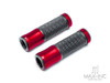 Retro Red Anodized CNC Machined Aluminum / Rubber Hand Grips - 7/8" (22mm)