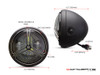 7.7" Matte Black + Contrast Multi Projector LED Headlight + Tri-Pro Grill Cover