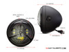 7.7" Matte Black + Contrast Multi Projector LED Headlight + Tri-Bolt Grill Cover