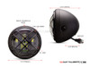 7.7" Matte Black + Contrast Multi Projector LED Headlight + Titan Grill Cover