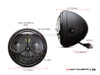 7.7" Matte Black + Contrast Multi Projector LED Headlight + Tri-Deco Grill Cover