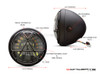 7.7" Matte Black + Contrast Cut Metal LED Integrated Headlight + Anarchy Grill Cover