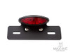 Black Oval LED Stop / Tail Light + License Plate Holder - Red Lens