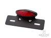 Black Oval LED Stop / Tail Light + License Plate Holder - Red Lens