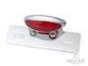 Chrome Oval LED Stop / Tail Light + License Plate Holder - Red Lens