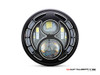 7.7" Matte Black / Contrast Multi Projector Integrated LED Headlight + Eight Ball Grill Cover