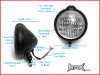 5 1/2" Bates Style Matte Black Metal Headlight - 12v / 35w
