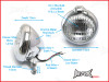 5 1/2" Bates Style Chrome Metal Headlight - 12v / 35w