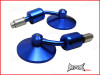 Pair Of Blue Round CNC Machined Bar End Mirrors