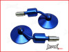 Pair Of Blue Round CNC Machined Bar End Mirrors