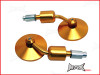 Pair Of Gold Round CNC Machined Bar End Mirrors