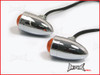 Chrome Aluminium Torpedo LED Turn Signals / Indicators - Orange Lense
