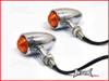 Chrome Aluminium Torpedo LED Turn Signals / Indicators - Orange Lense