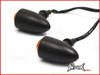 Black Aluminium Torpedo LED Turn Signals / Indicators - Orange Lense