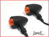 Black Aluminium Torpedo LED Turn Signals / Indicators - Orange Lense