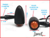 Black Aluminium Torpedo LED Turn Signals / Indicators - Orange Lense