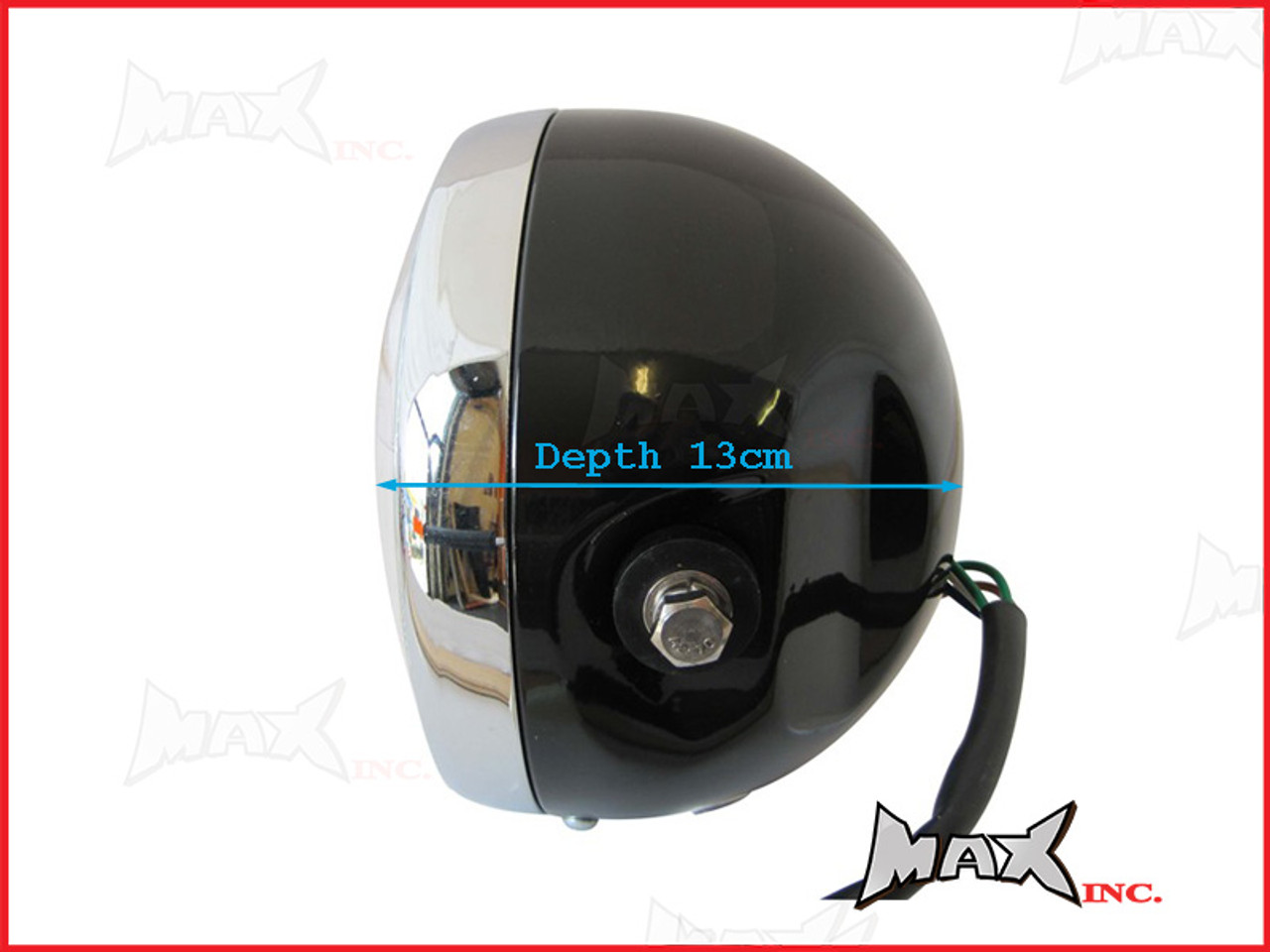 Universal Black / Chrome Metal Headlight - 12v / 35w