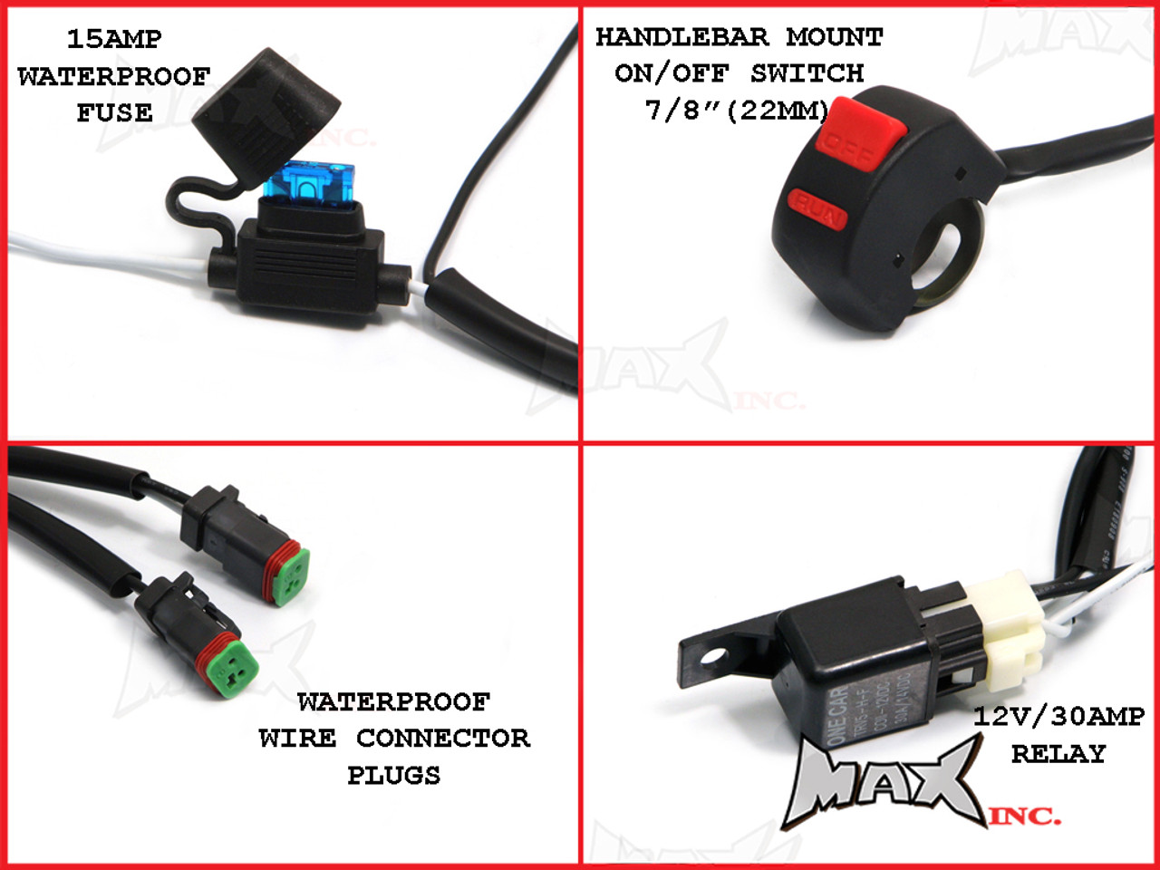 Motorcycle Universal 18w CREE LED Spot / Driving Lights + Complete Wiring Kit - PLUG N