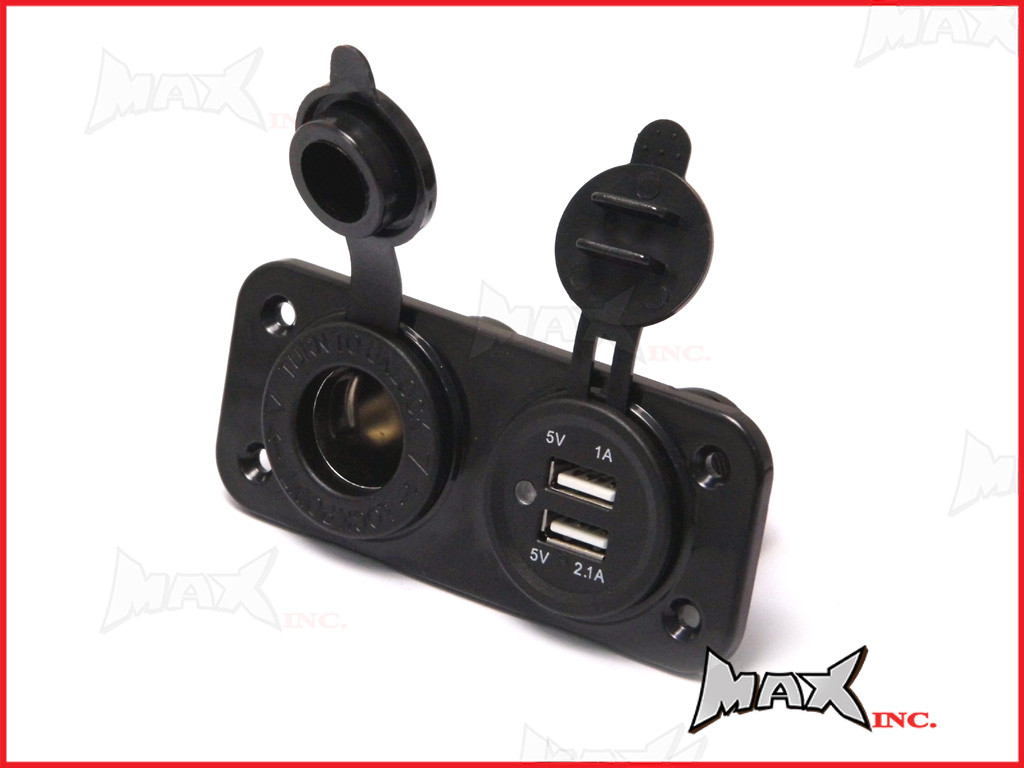 Universal 12v Fairing Mount Socket / Twin USB Power Supply