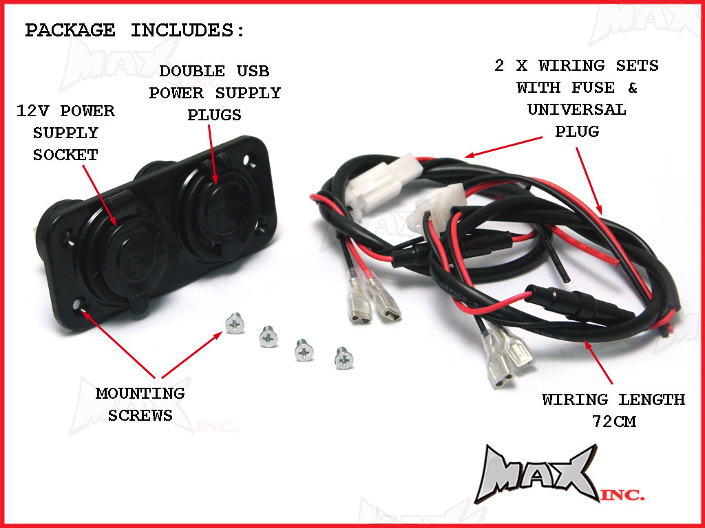 Universal 12v Fairing Mount Socket / Twin USB Power Supply