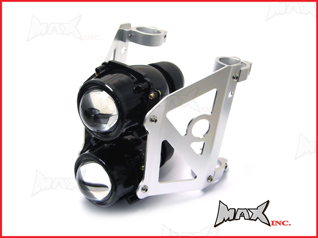 Dual Stacked Streetfighter Projector Headlight Set - Emarked & DOT Approved - 32/33mm