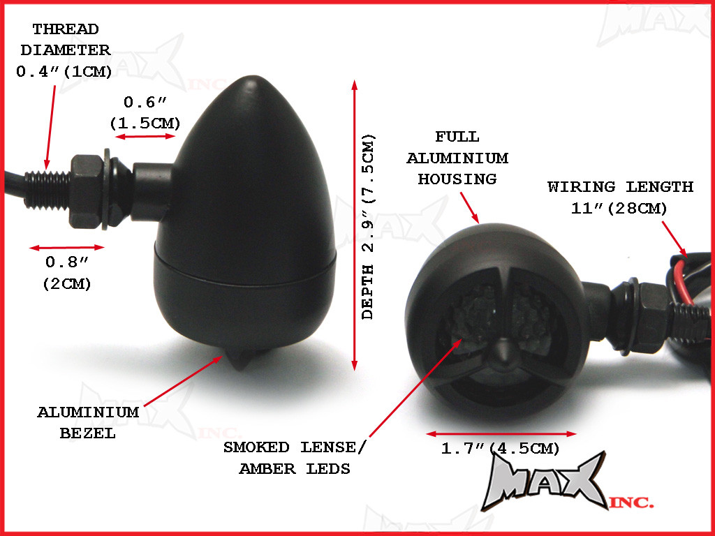 Black Alloy LED Custom HD Turn Signals / Indicators - Smoked Lense
