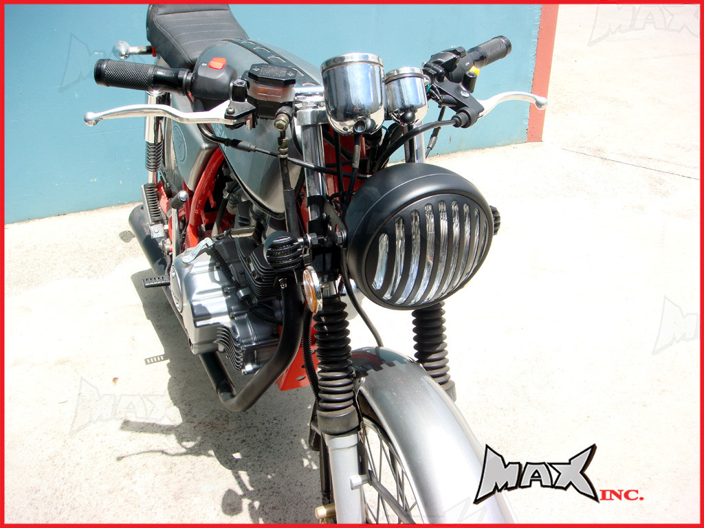 6.75 INCH Matte Black Prison Bar Grill Metal Headlight - H4 / 55w Halogen Bulb