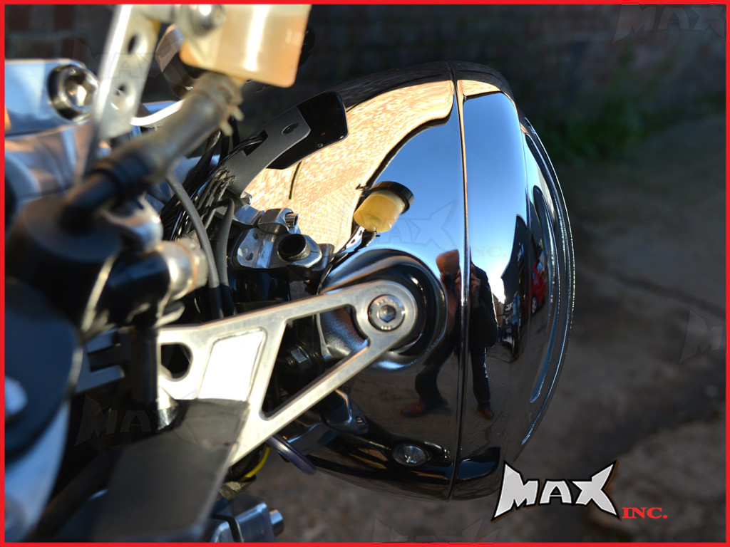 6.75 INCH Chrome Prison Bar Grill Metal Headlight - H4 / 55w Halogen Bulb