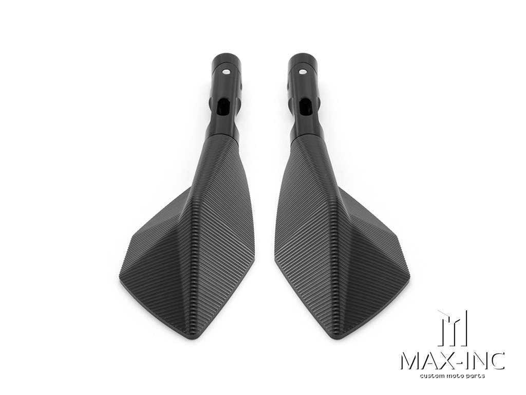 Pair Of Universal Black Shorty CNC Machined Aluminium Mirrors - M8 & M10 Thread Kit