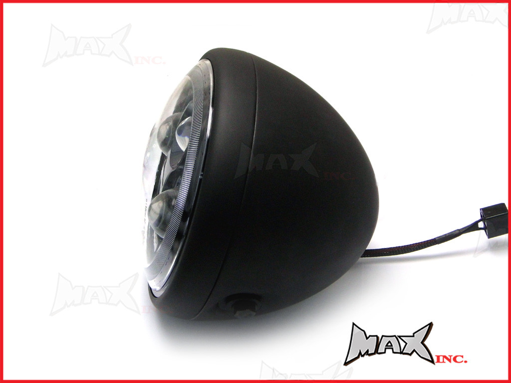 7.7 INCH High Quality Quad Projector LED Matte Black Metal Headlight + Amber Halo