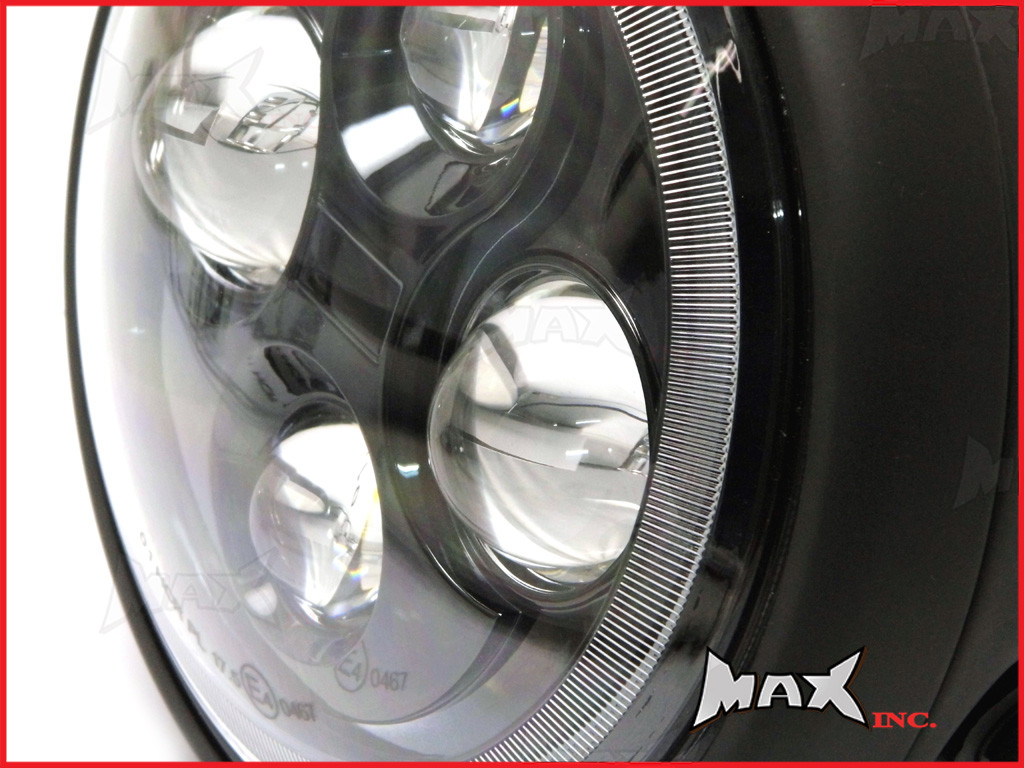 7.7 INCH High Quality Quad Projector LED Matte Black Metal Headlight + Amber Halo