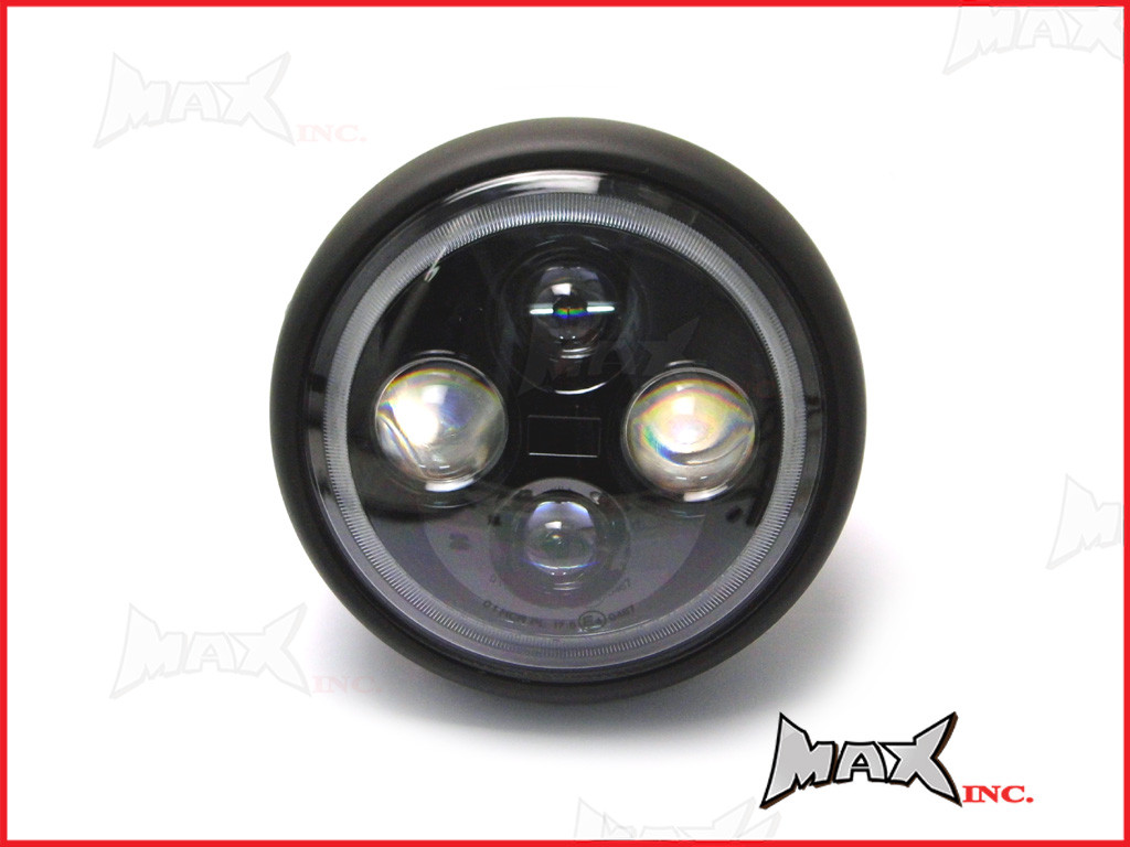 7.7 INCH High Quality Quad Projector LED Matte Black Metal Headlight + Red Halo