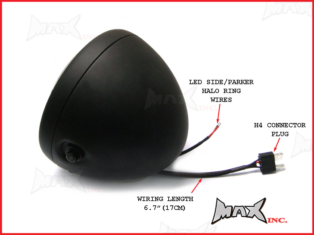 7.7 INCH High Quality Quad Projector LED Matte Black Metal Headlight + Red Halo