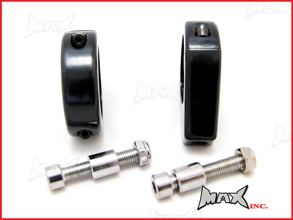 Harley Davidson Fork Mount Turn Signal Relocation Black Brackets - 41mm