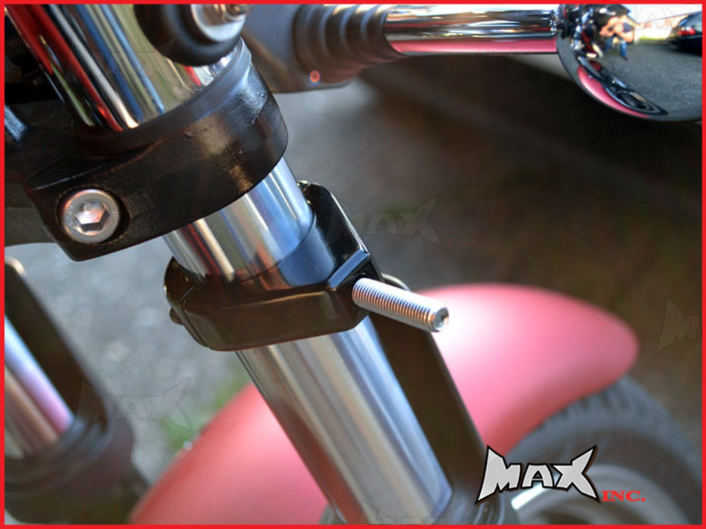 Harley Davidson Fork Mount Turn Signal Relocation Black Brackets - 41mm