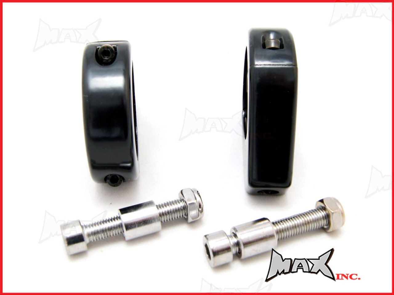 Harley Davidson Fork Mount Turn Signal Relocation Black Brackets - 49mm