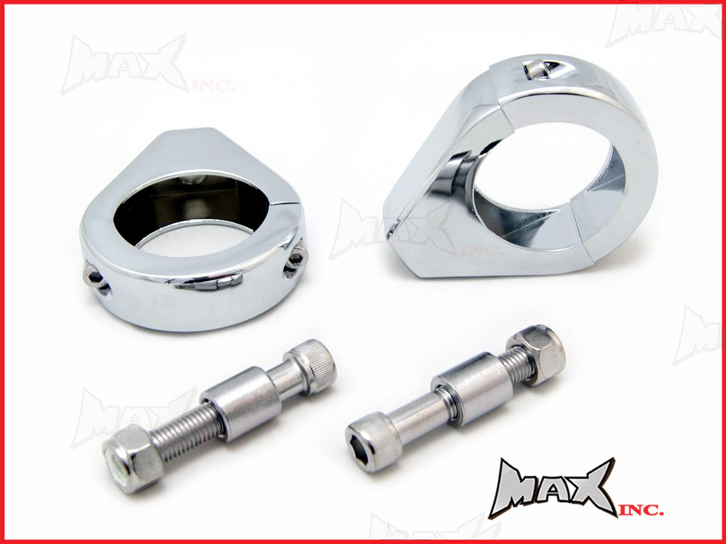 Harley Davidson Fork Mount Turn Signal Relocation Chrome Brackets - 41mm