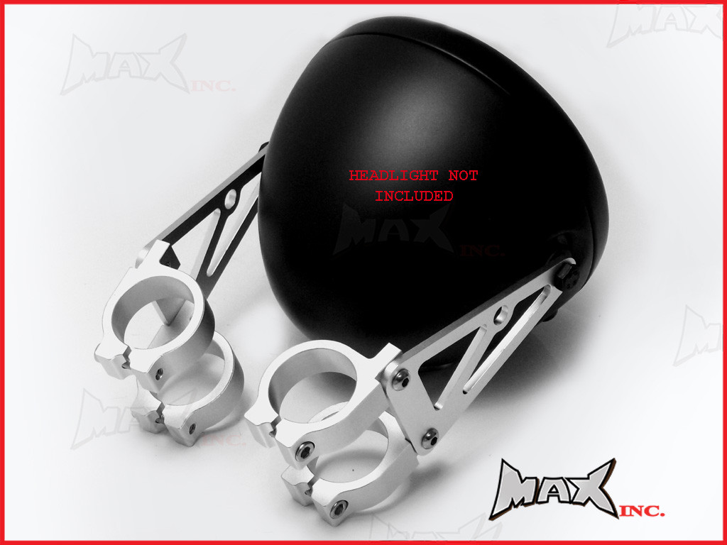 MAX High Quality CNC Machined Silver Headlight Brackets - 50/51mm Diameter