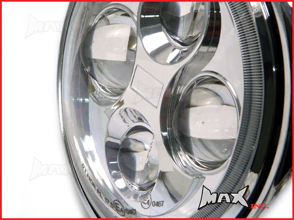 7.7 INCH High Quality Quad Projector LED Chrome Metal Headlight
