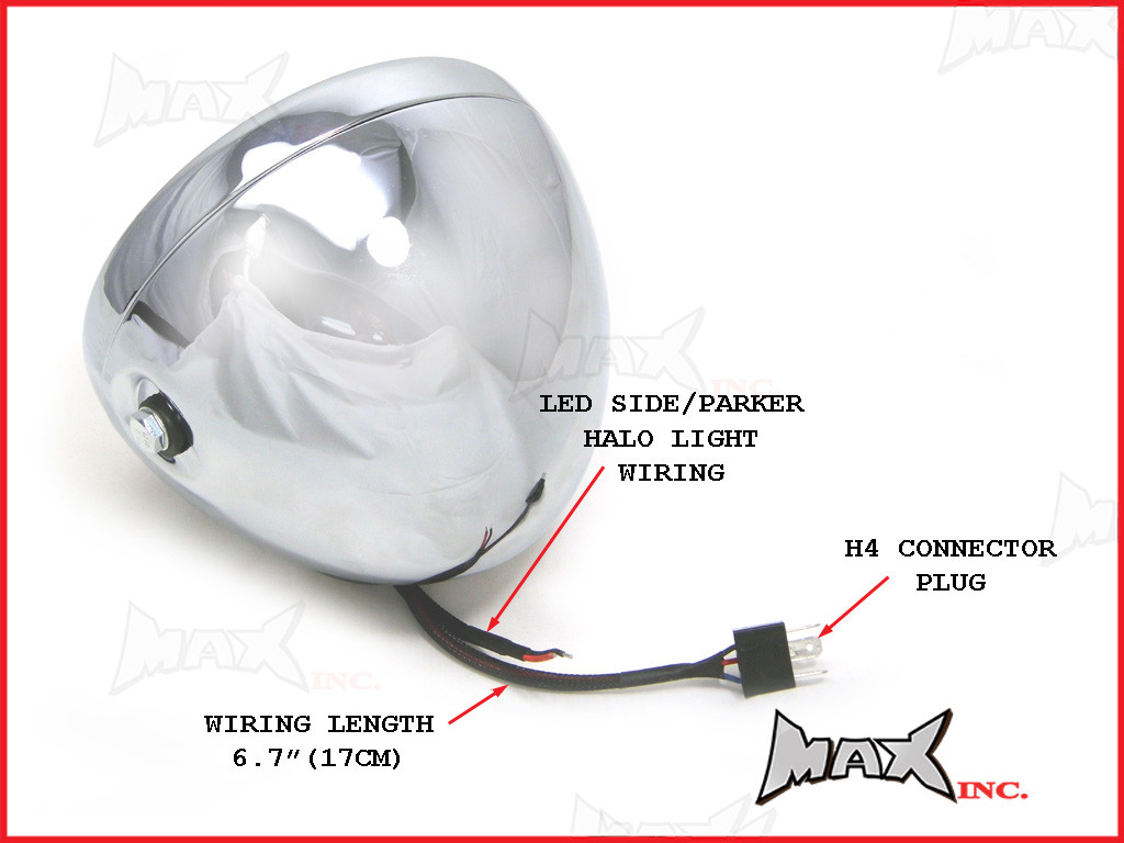 7.7 INCH High Quality Quad Projector LED Chrome Metal Headlight + Red Halo