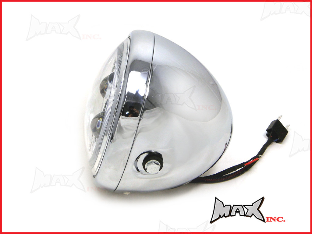 7.7 INCH High Quality Quad Projector LED Chrome Metal Headlight + Red Halo