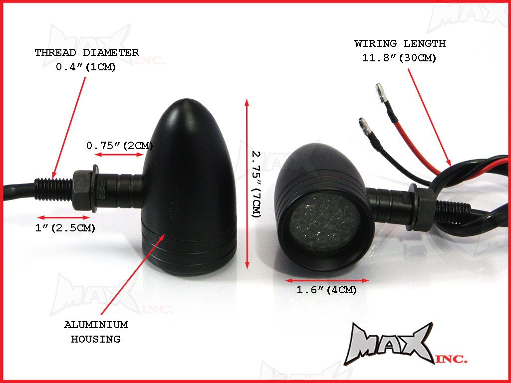 Black Alloy LED Custom Turn Signals / Indicators - Smoked Lense