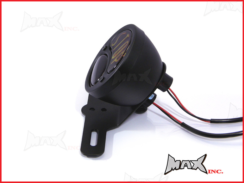 Black Vintage "STOP" Universal Stop / Tail Light - Bulb Type