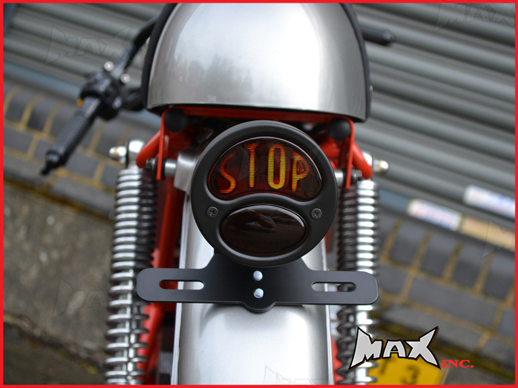 Black Vintage "STOP" Universal Stop / Tail Light - Bulb Type