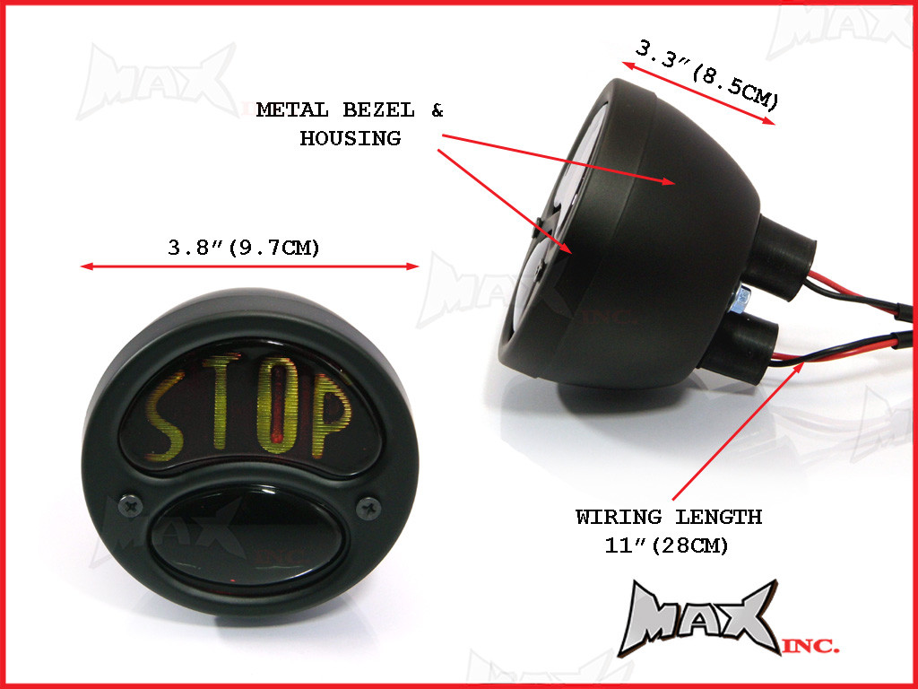 Pair Of Black Vintage Ford "STOP" Universal Stop / Tail Lights - Bulb Type