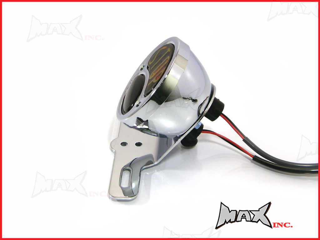 Chrome Vintage "STOP" Universal Stop / Tail Light - Bulb Type