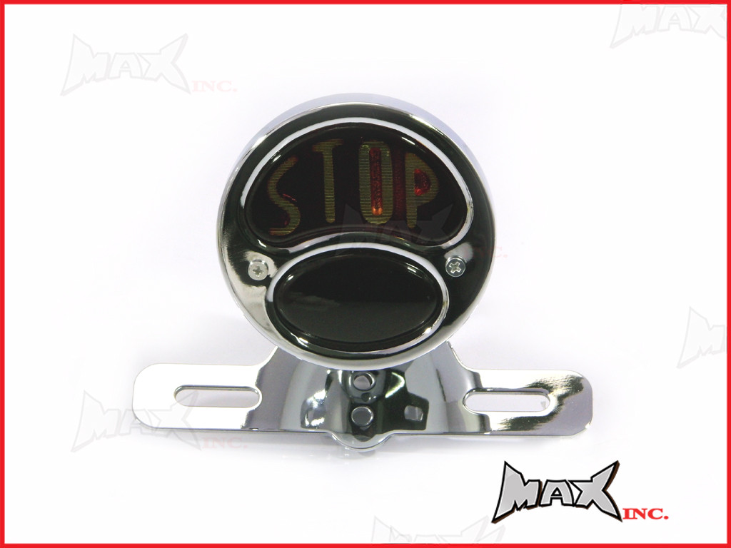 Chrome Vintage "STOP" Universal Stop / Tail Light - Bulb Type